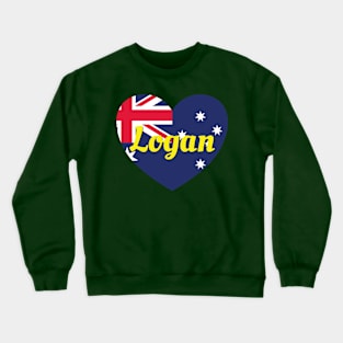 Logan QLD Australia Australian Flag Heart Crewneck Sweatshirt